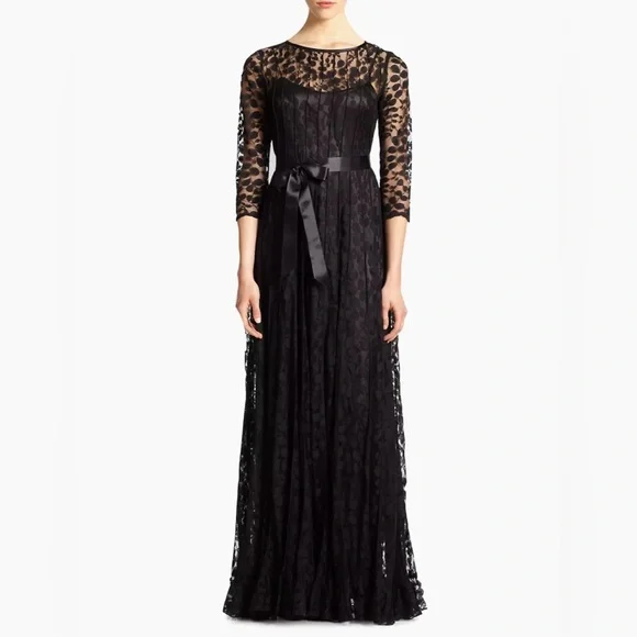 Rickie Freeman for Teri Jon | Dresses | Rickie Freeman For Teri Jon New 34  Sleeve Lace Overlay Gown In Black Size 4 | Poshmark